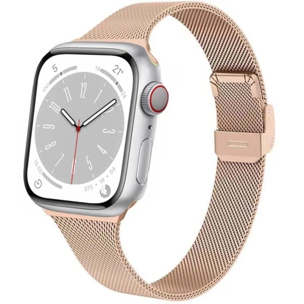 Milánský řemínek 42 mm 44 mm 45 mm 49 mm pro Apple Watch řady 1–9 SE SE2 Ultra Kovový pásek s přezkou pro utažení a zacvaknutí Elegantní tkané provedení Rose gold