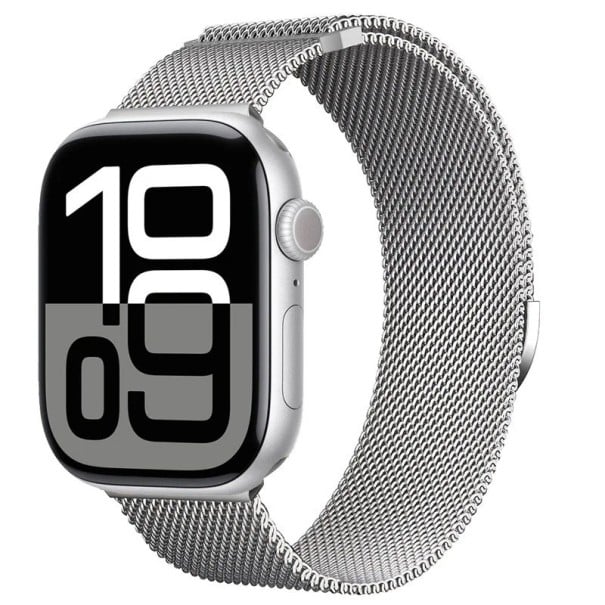 Milánský řemínek 42 mm pro Apple Watch Series 10 a 11 Kovový magnetický pásek s plynulým nastavením délky Elegantní provedení stříbrná