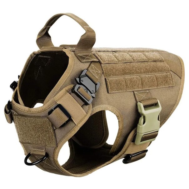 Militair hondentuig, duurzaam trainingsvest met klittenband voor honden, verstelbaar hondentuig met handvat, ademend tuig met Molle-systeem.