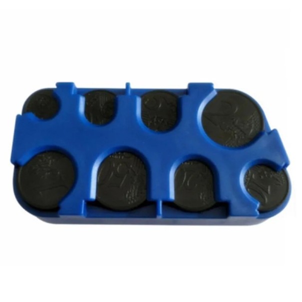 Mincovník para euros 10 x 5 x 2,5 cm Suporte para moedas metálicas Caixa de moedas azul