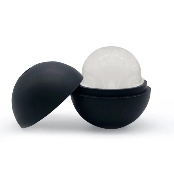 Minge de gheață cosmetică realizată din silicon alimentar pentru împrospătarea și regenerarea pielii într-un design rotund și neted negru