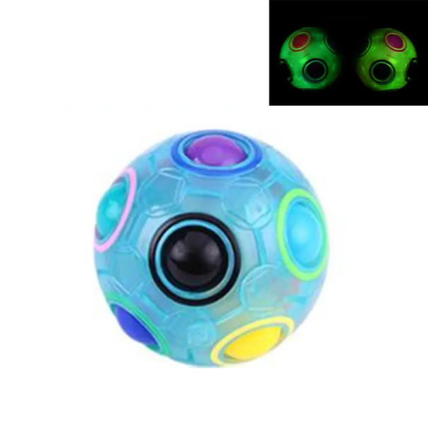 Minge puzzle fluorescentă antistres 7 cm, minge de potrivire a culorilor curcubeului, jucărie de relaxare, ajutor pentru ameliorarea albastru