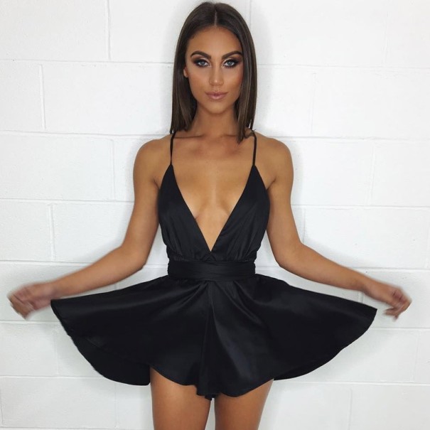 Mini abiti con scollatura profonda A2757 nero S