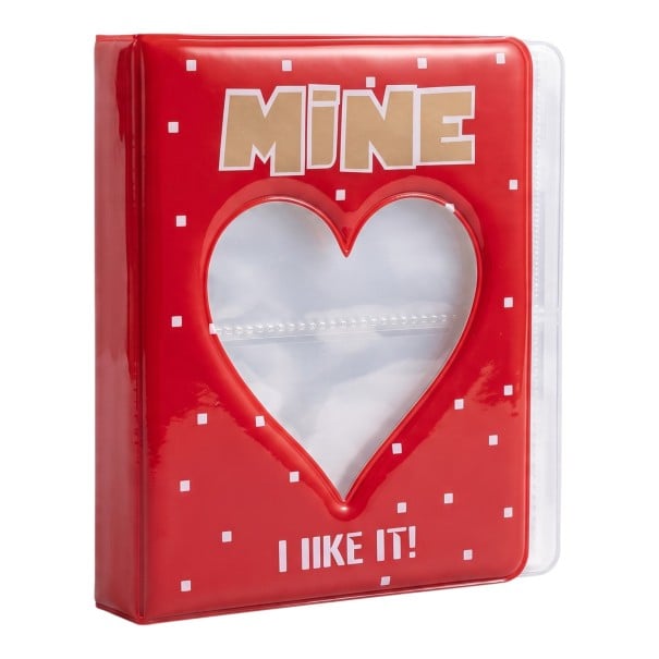 Mini album na fotky 36 stran 10,8 x 8,5 cm Červené s nápisem a čtverečky Okénko ve tvaru srdce Na fotky a fotokartičky Jako dárek 1