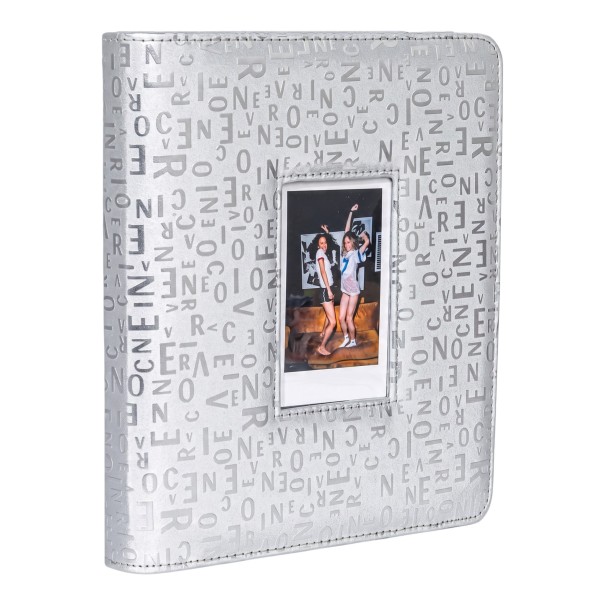 Mini album per Fujifilm Instax mini 288 tasche 20 x 16 x 3 cm Finestra per foto sulla copertina Grigio con lettere Per fotografie istantanee 1