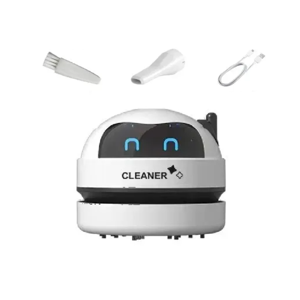 Mini aspirapolvere da tavolo Ricaricabile Pulitore senza fili per tastiere Pulitore portatile per polvere 500mAh Forte aspirazione 3 bocchette Compatto funzionamento silenzioso bianco