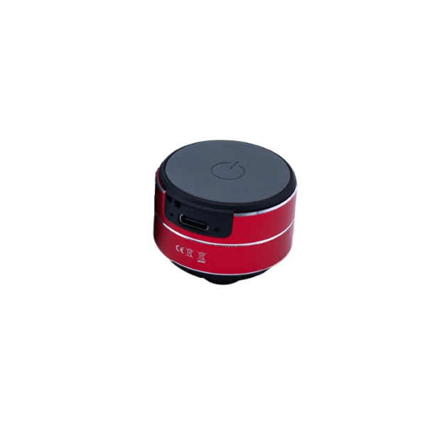 Mini bezdrátový rezonanční reproduktor Bluetooth TWS 5 W vibrační stereo dosah 10 m 4 x 4 x 2,8 cm ABS a hliníková slitina přenosný červená