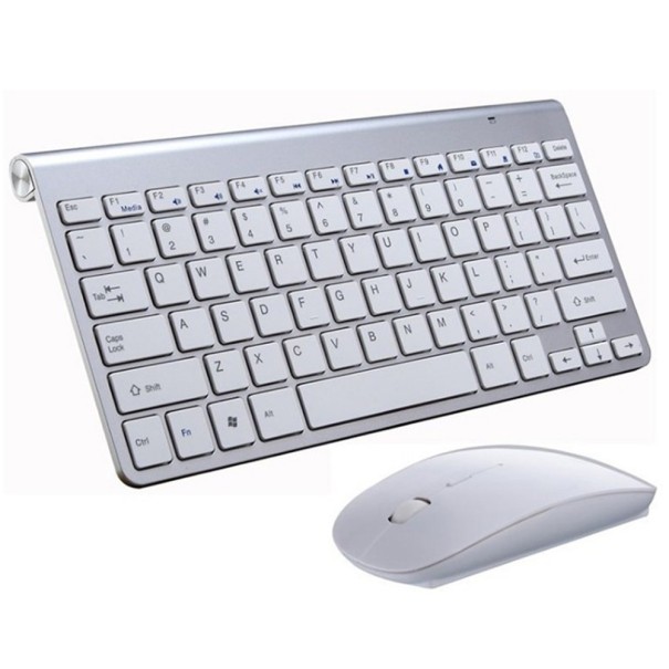 Mini bezdrôtová klávesnica s myšou strieborná