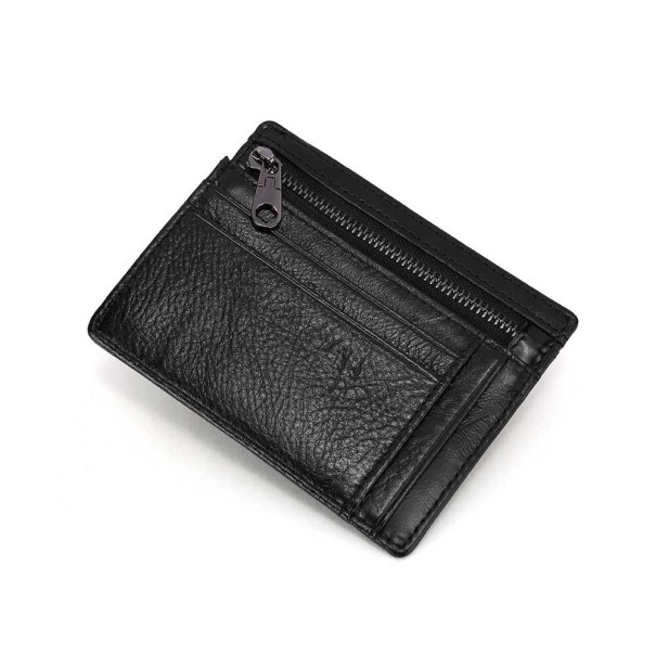 Mini billetera de viaje de cuero negro