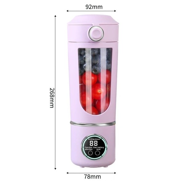 Mini blender przenośny 700 ml 15000 obr./min. Zasilanie USB-C 12 ostrzy ze stali nierdzewnej Mikser do smoothie Blender podróżny Bateria 1500 mAh fioletowy
