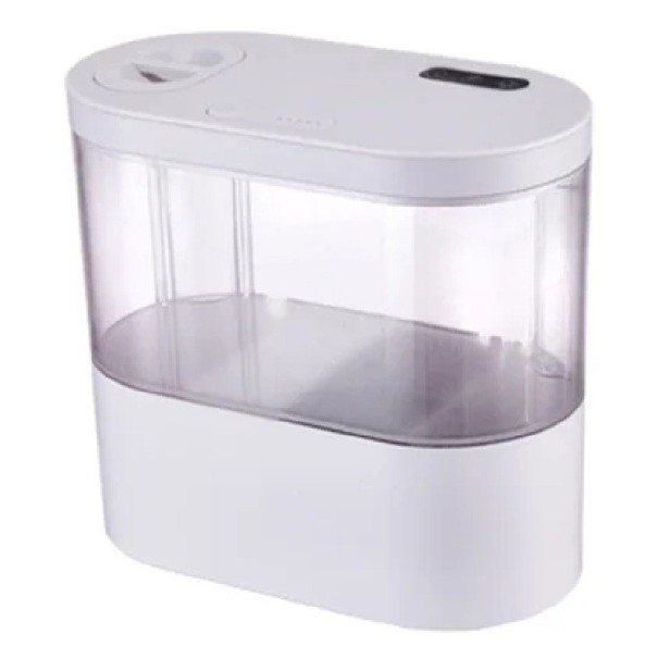 Mini bordakvarium 1,8 l med LED-lys og indbygget vandpumpe USB-strømforsyning Dekorativt akvarium til fisk Lille akvarium til bord 21x11x19 cm hvid