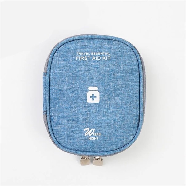 Mini botiquín de viaje vacío 11x14 cm Pequeño neceser de primeros auxilios para viaje Organizador de medicamentos para mochila o bolso azul