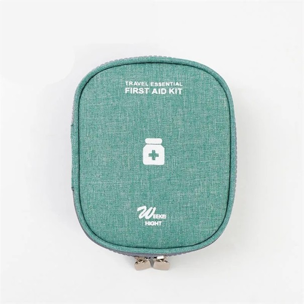 Mini botiquín de viaje vacío 11x14 cm Pequeño neceser de primeros auxilios para viaje Organizador de medicamentos para mochila o bolso verde