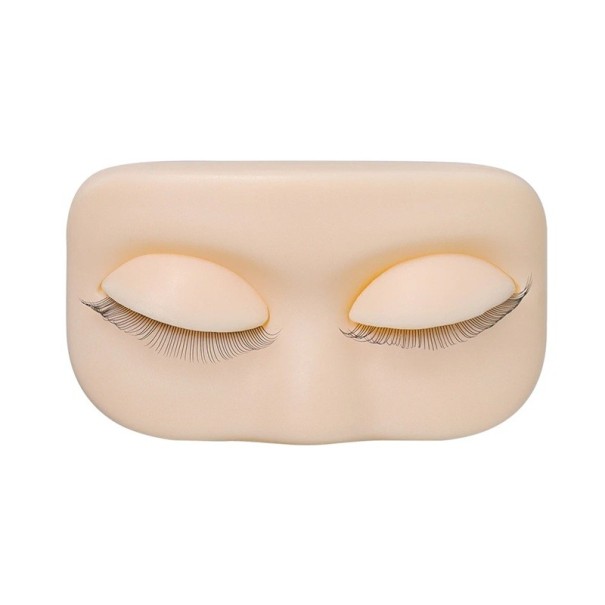 Mini cabeza de entrenamiento 79 x 46 mm de PVC blando Cabeza de práctica para extensión de pestañas con tapas removibles Modelo cosmético rosa