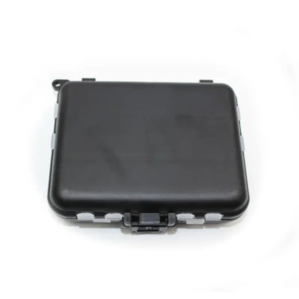 Mini caja con compartimentos para anzuelos y cebos de pesca 12,2 x 10,5 x 3,4 cm Caja de almacenamiento portátil para aparejos de pesca Organizador 1