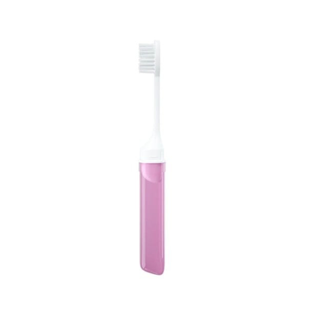 Mini cepillo de dientes de viaje plegable para adultos cepillo de dientes pequeño portátil en colores transparentes desplegado 16x2cm plegado rosa