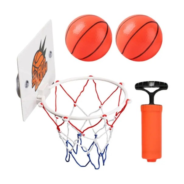 Mini cesto de basquetebol interior para crianças 16x12 cm com ventosas e 2 bolas em ABS + liga de alumínio para portas, brinquedos para rapazes e raparigas 1