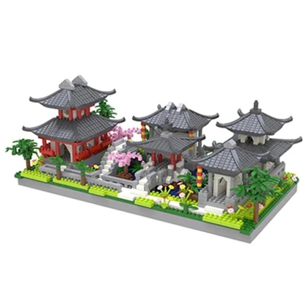 Mini Chinese tuinset Tuinen in Suzhou Centraal deel 27,6 x 10,2 x 13 cm Architectonisch model van bakstenen Oosterse decoratie 1