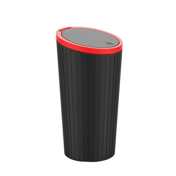 Mini cubo de basura para coche, 16,3 x 8,5 cm, organizador automático de polvo, cubo de almacenamiento interior, cubo de basura compacto. rojo