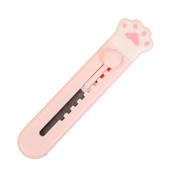 Mini cuchillo de corte de 9,2 cm con motivo de pata Color rosa blanco negro Lindo cuchillo de oficina para papel Embalaje Útiles escolares rosa