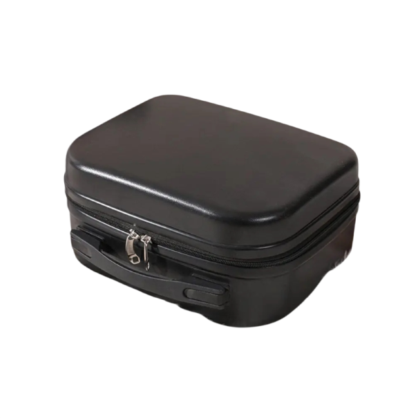 Mini Damen Reisekoffer 30 x 15 x 24 cm aus robustem ABS- und PC-Material mit Griff und Reißverschluss für Urlaub, Wochenendtrips und Kosmetik schwarz