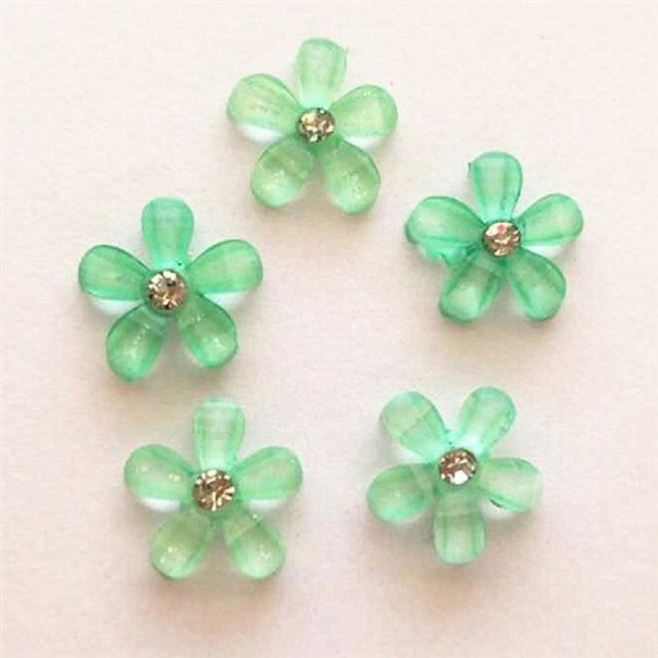 Mini decoratie bloemen 50 stuks groen