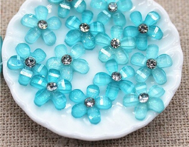 Mini décorations fleurs 50 pcs azur