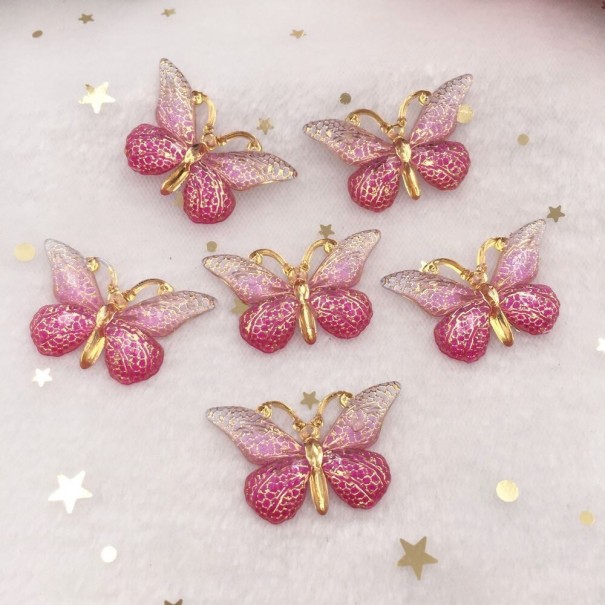 Mini dekorácie motýľ 10 ks tmavo ružová