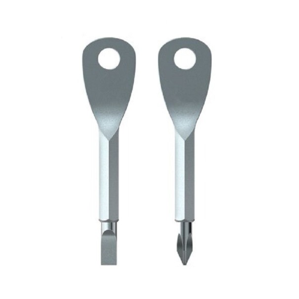 Mini destornilladores para llaves 2 uds. plateado Mini destornilladores para llaves 2 uds. plateado