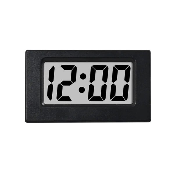 Mini Digital Desk Clock 5.9 x 3.5 x 3.2 cm Time and Date 12h Mode Portable Format Powered by LR1130 Battery Included black