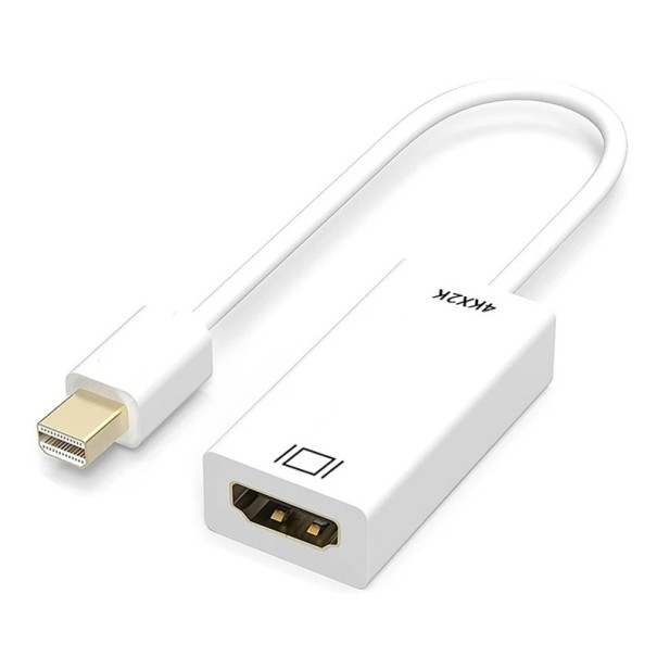 Mini DisplayPort hane till HDMI hona 4K-adapter mDP till HDMI-omvandlare MacBook Notebook PC Monitor TV Plug &amp; Play Högkvalitativ bild vit