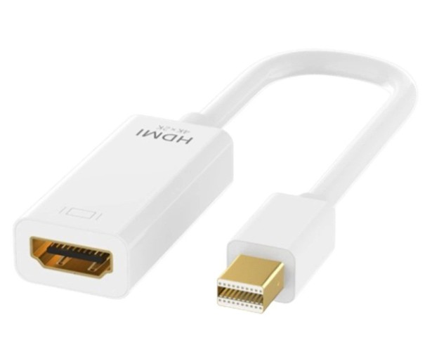 Mini DisplayPort Male to HDMI Female Adapter 4K 15 cm mDP to HDMI Converter MacBook Notebook PC Monitor TV Plug & Play Quality Image Transfer white