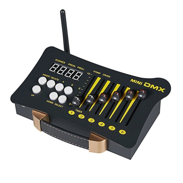 Mini DMX-Controller 54 Kanäle Dimmer Konsole mit drahtlosem Sender Reichweite 500 m Batterie 200 x 120 x 52 mm schwarz für Bühne und DJ