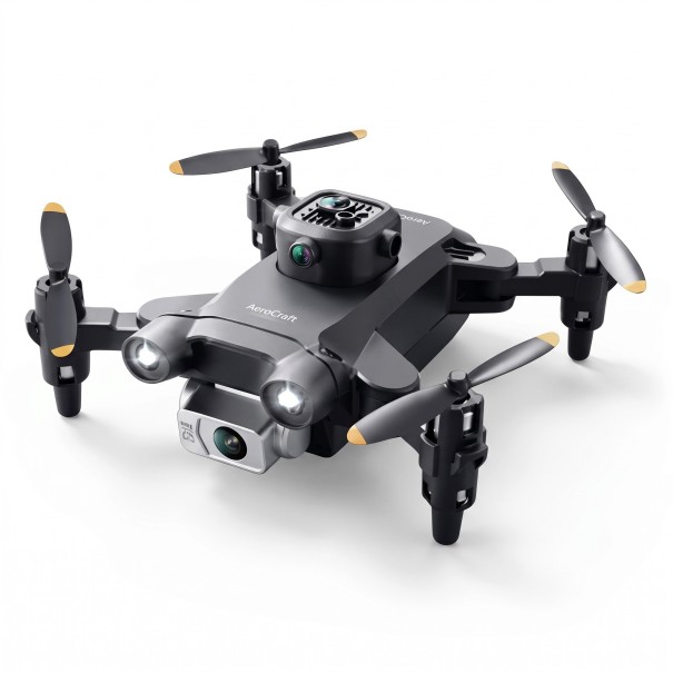 Mini dron V30 com câmara dupla 1080P HD WiFi FPV 12 x 10,5 x 4 cm Controlador dobrável com espaço de armazenamento Para filmagens aéreas preto