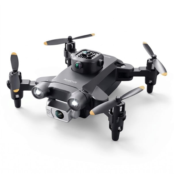 Mini drone V30 med dual 1080P HD kamera WiFi FPV 12 x 10,5 x 4 cm Foldbar Fjernbetjening med opbevaringsplads til luftoptagelser sort