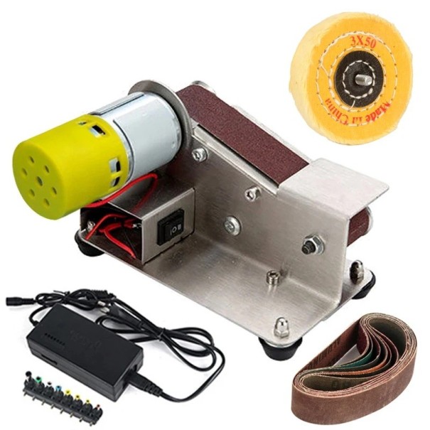 Mini elektrická pásová bruska 175 x 110 x 40 mm Stolná bruska s reguláciou otáčok Ostrenie brúsenie leštenie Domáca dielňa 1