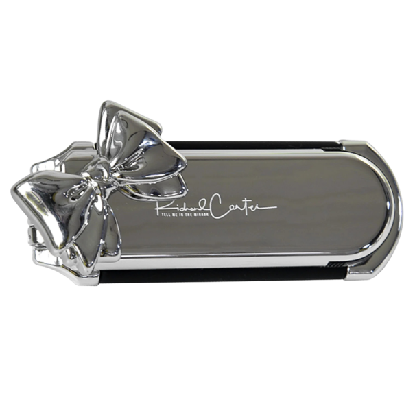 Mini faltbarer Reisehaars comb mit Spiegel 11 x 4 cm Silberner Taschenhaarbürste mit Schleife Luftpolster Massagezähne silbern