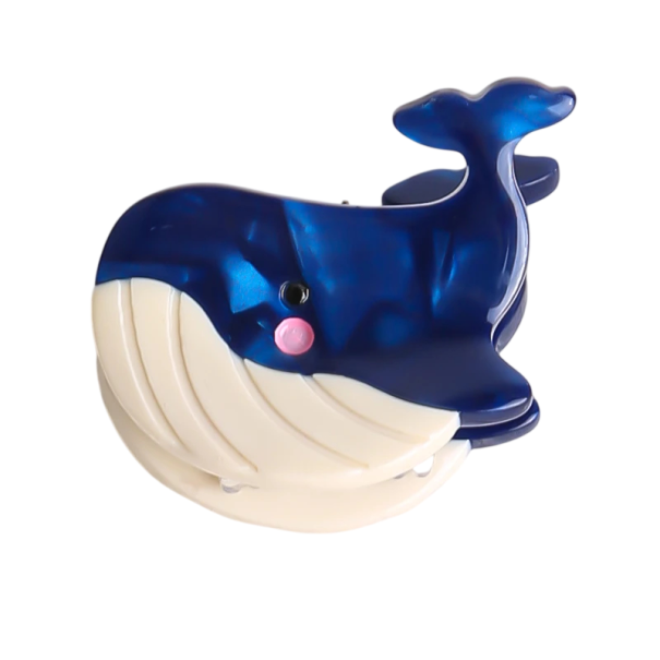 Mini fermaglio per capelli blu a forma di balena 3,3 x 2,8 cm Fermaglio decorativo carino a tema marino Piccolo accessorio per acconciature per bambini e donne 1
