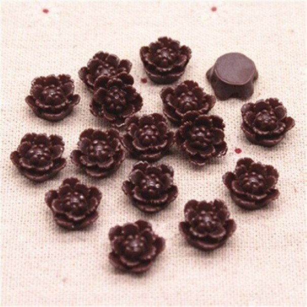 Mini Flower Decorations 50 pcs coffee brown