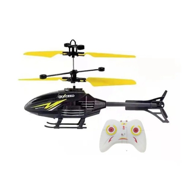 Mini flygande helikopter 100 g Uppladdningsbar RC-leksak med infraröd sensor LED-lampor USB-laddning Plastdrönare för barn och vuxna gul