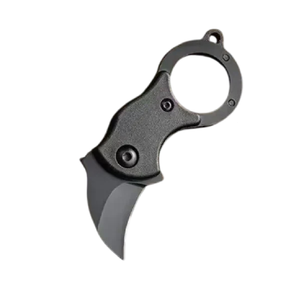 Mini Foldbar Lommekniv i Rustfrit Stål 8,2 cm med Buet Blad Nøglering EDC Lommekniv Til Rejser Udendørs Værktøj Vandring Overlevelse sort
