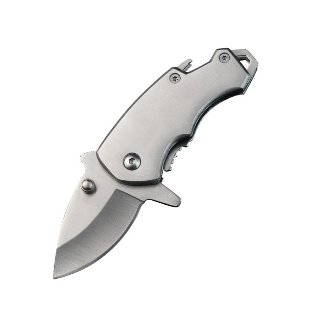 Mini Foldbar Rustfrit Stål Lommekniv 10,6 cm med Glasåbner EDC Lommekniv Multifunktionelt Værktøj Vandring Rejser Udendørs sølv
