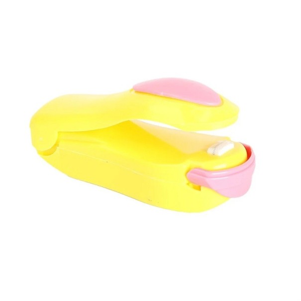 Mini Food Vacuum Sealer 9 x 3,5 x 3,3 cm Portabel Vacuum Sealer för matförvaring Drivs av 2 AA-batterier Liten värmeförseglingsenhet för matförpackningar gul