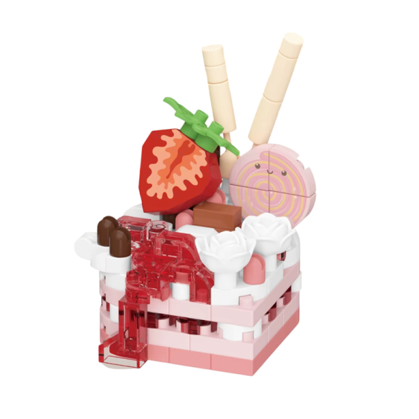 Mini gâteau aux fraises 4,1 x 4 x 6 cm 193 pièces 3D micro kit de construction de dessert sucré Blocs créatifs pour enfants 8+ et adultes modèle décoratif 1