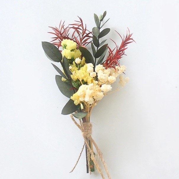 Mini gedroogde boeket 13 cm Decoratie van papier Kunstbloemen Puget geel-groen voor bruiloften verjaardagen interieurdecoratie 1