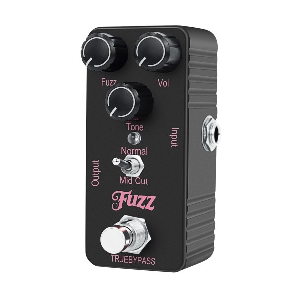 Mini-Gitarren-Effektpedal Fuzz Kompakter Distortion-Effekt True Bypass Kunststoffgehäuse 3 Regler Volume Tone Fuzz Für E-Gitarre