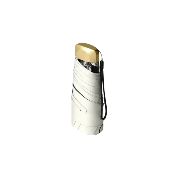 Mini guarda-chuva de bolso 19x5x5 cm Guarda-chuva dobrável com proteção UV Superfície de vinil contra radiação ultravioleta Guarda-chuva compacto para a mala branco