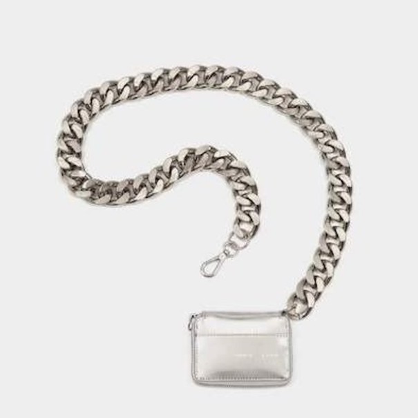 Mini handväska i läder för kvinnor med kedja M691 silver