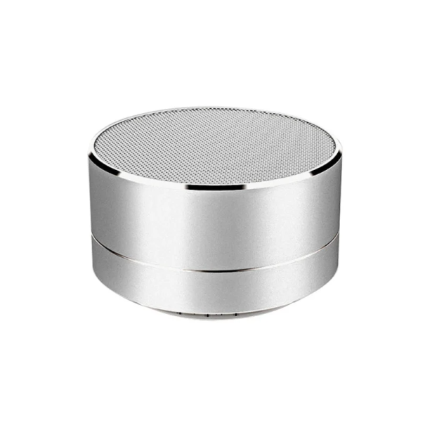 Mini haut-parleur Bluetooth portable en métal Subwoofer stéréo son HD Haut-parleur sans fil pour téléphone mobile PC carte TF Lecteur de musique argenté