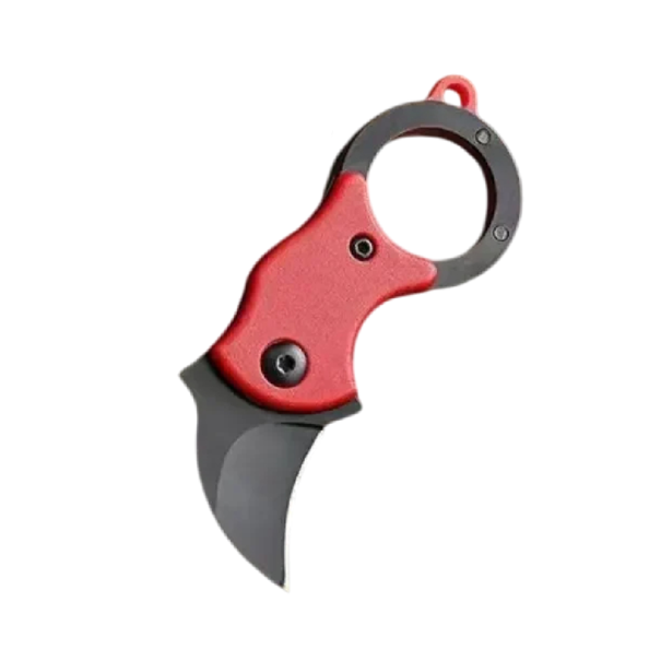 Mini hopfällbar fickkniv i rostfritt stål 8,2 cm med böjt blad Nyckelring EDC Fickkniv för resor utomhus Verktyg Vandring Överlevnad röd